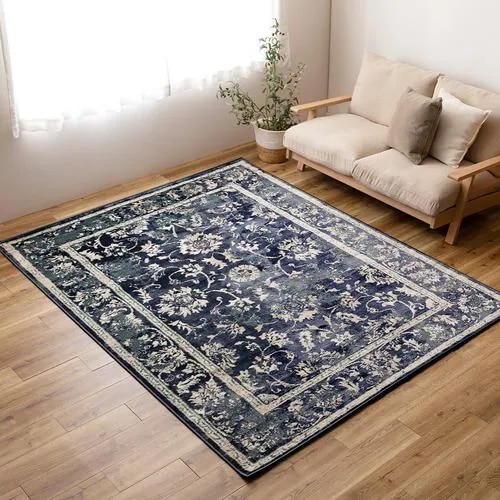【メーカー直送品】萩原 エジプト製 ウィルトンラグ カマル 約200×250cm ネイビー