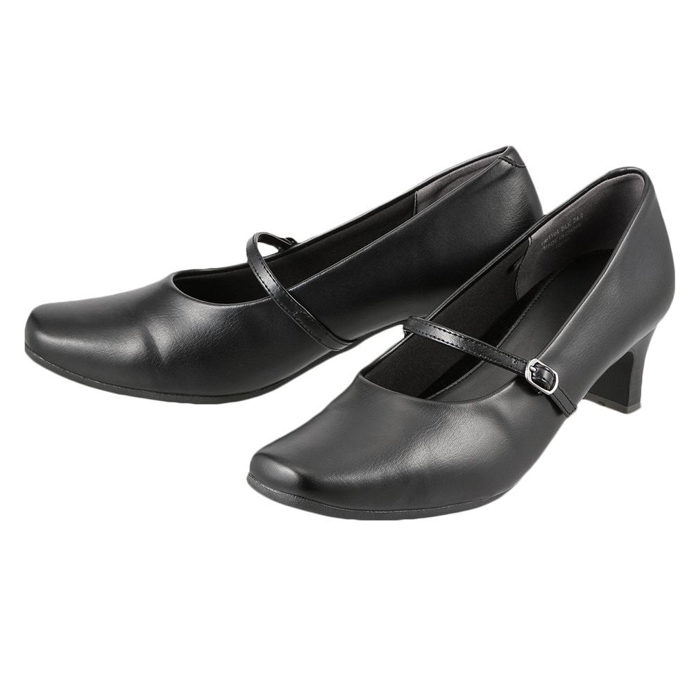 [フワラク] 幅広 3E 防水 ストラップパンプス 【21.5cm~25.5cm】 レディース ブラック 23.5 cm