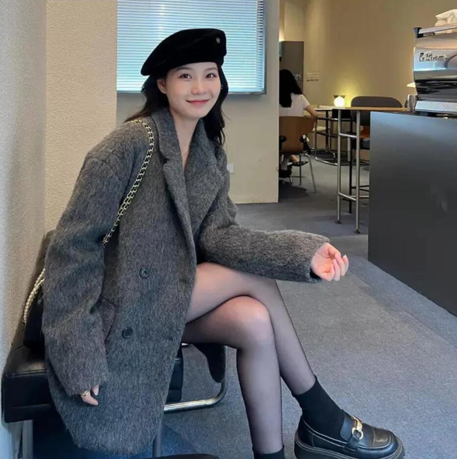 【3日で出荷】ウールタッチ テーラード コート アウター ミディアム丈 ジャケット 羽織り カジュアル きれいめ 大人っぽ 通勤 通学 OL オフィス 韓国ガーリー 大人女子にぴったり