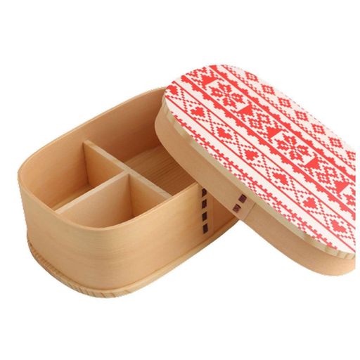J-KITCHENS 調湿効果 機能付き 木製 弁当箱18.5CM × 12.5CM × 6.8CM 700ML ウレタンコーティング/絵:蒔絵調紀州加工