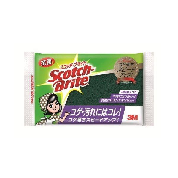 (まとめ) スコッチブライト 抗菌ウレタンスポンジたわし 115×75×31mm 研磨粒子付こげつき汚れ 120個セット キッチンスポンジ