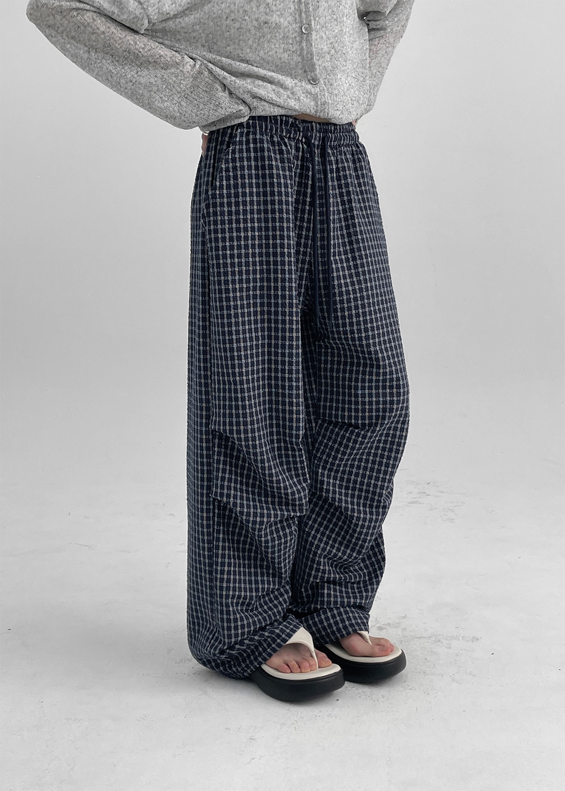 東東シアサーカーパラシュートワイドバンディングパンツ