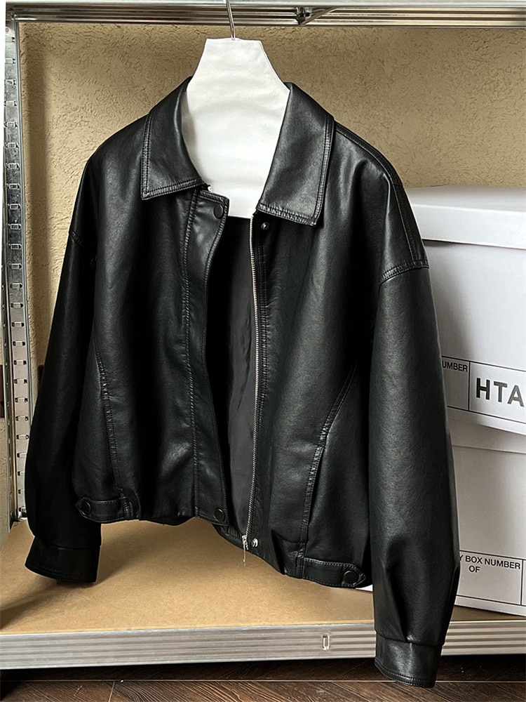 INSスタイル 2025春新作 アメリカンショートジャケット PUレザー カジュアル＆レトロ 女性用アウター