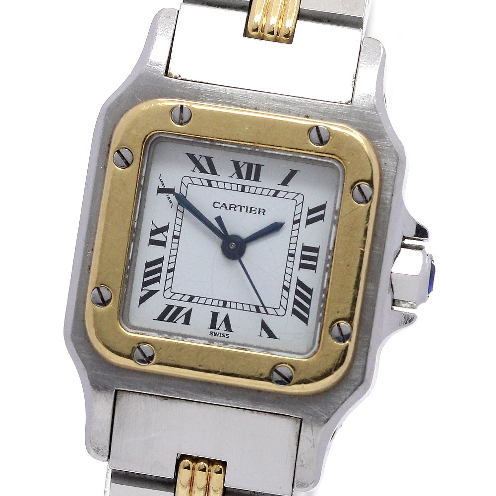 カルティエ CARTIER サントスガルベSM ゴドロンブレスレット 自動巻き レディース _843522【中古】