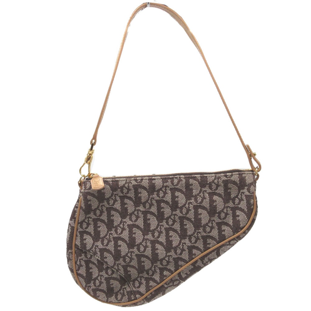 美品 クリスチャンディオール サドルポーチ トロッター ハンドバッグ キャンバス/キャンバス ブラウン 0001【中古】Christian Dior ユニセックス 66,550円
