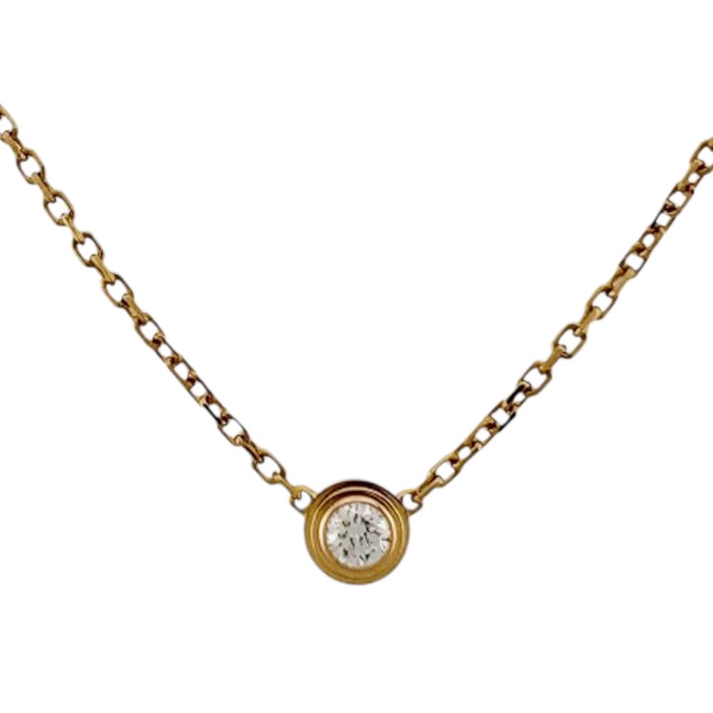 カルティエ ダムール ディアマンレジェ 約0.04ct ネックレス 18金 K18イエローゴールド ダイヤモンド CARTIER 中古 美品