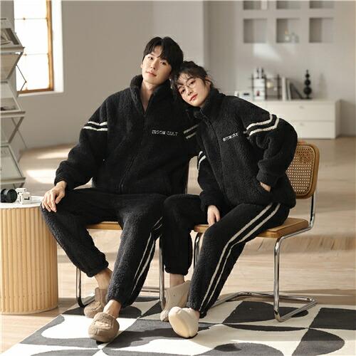 新入荷ペアパジャマモコモコメンズ冬もこもこカップルペアルームウェアセット前開き長袖ペアパジャマペアパジャマカップルペアパジャマモコモコメンズ冬もこもこカップルペアルームウェアセット