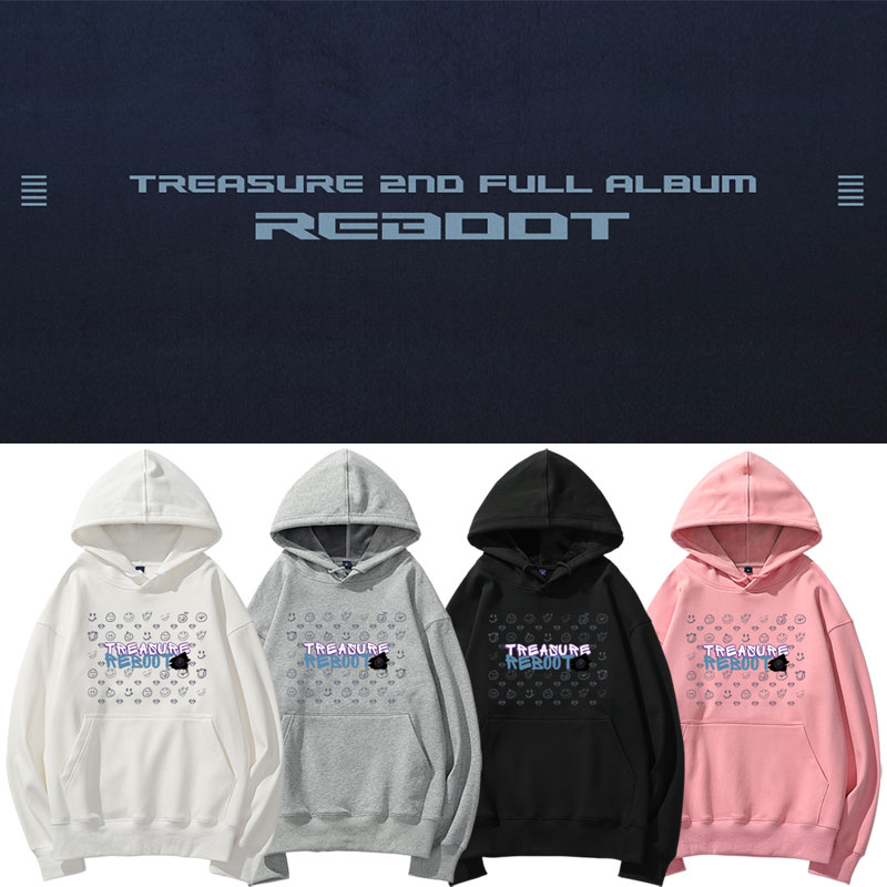 treasure アルバム Reboot スウェットシャツ プルオーバーパーカー ルーズプリント