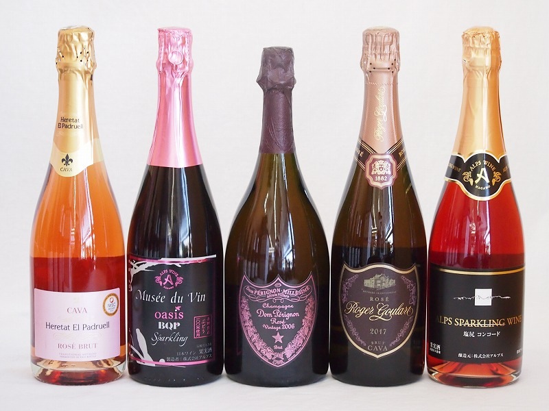 果実味豊かなロゼスパークリングワイン5本セット(塩尻コンコード スパークリングロゼやや甘口 シャンパ