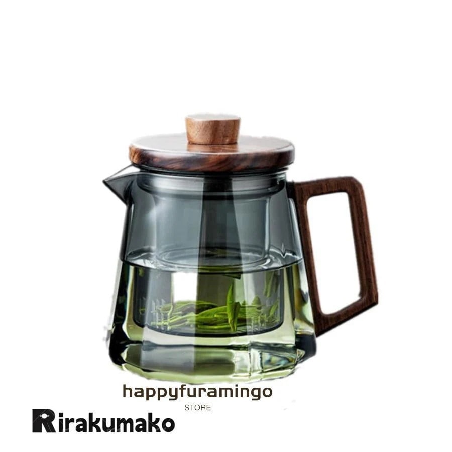 人气ティーポット 透明 急須 耐熱ガラス 急須 透明 茶ポット木製蓋付き 茶こし付き フルーツティー リーフティー 花茶 麦茶 緑茶-茶道道具 伝統工芸品 500mL800mL好評多し