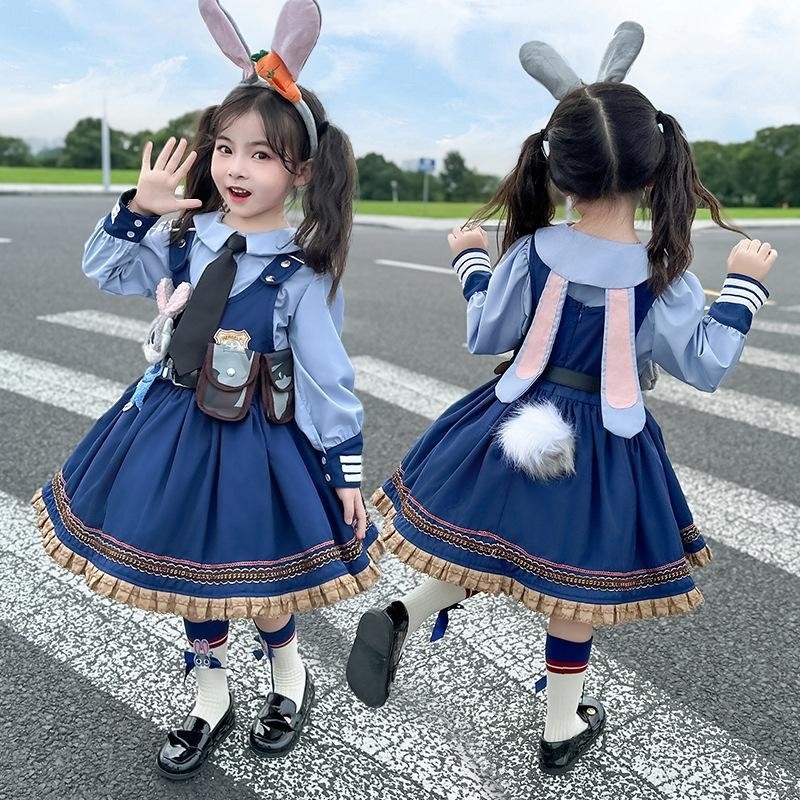 クリ cosplay 仮装 コスプレ ハロウィン ジュディ ホップス 子供用 11点 帽子付き コスプレ衣装キッズ セット