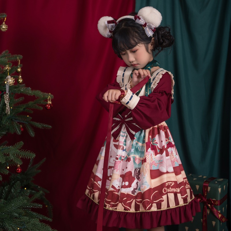 クリスマスベア ロリータドレス リトルプリンセス かわいい クリスマス 新年 ロリータ 子供ドレス