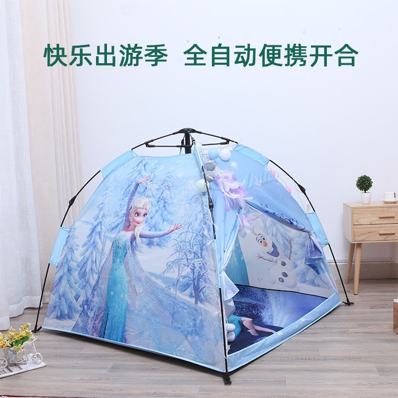 Anano 雪の女王 子供用 小さなテント 屋内 女の子 屋外 全自動 ポータブル 折りたたみ式 エルサ プリンセス おもちゃ