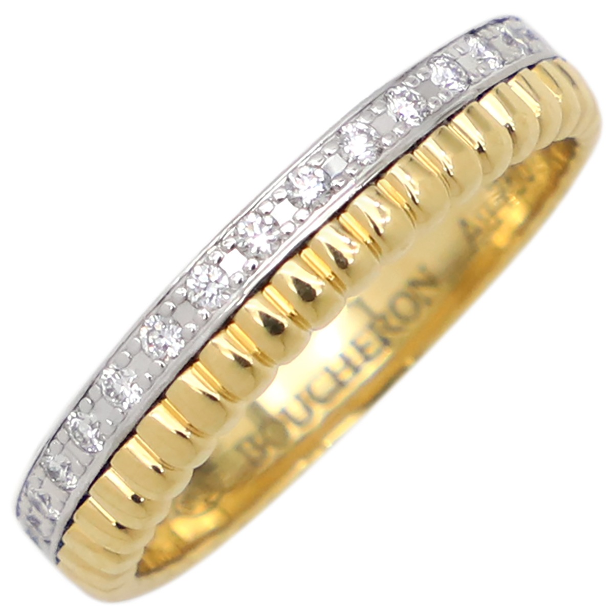 ブシュロン BOUCHERON リング 指輪 キャトル ラディアント リング ハーフ フルパヴェ K18YG K18WG ダイヤモンド ホワイトゴールドXゴールド #T48 18K 750 18金 K