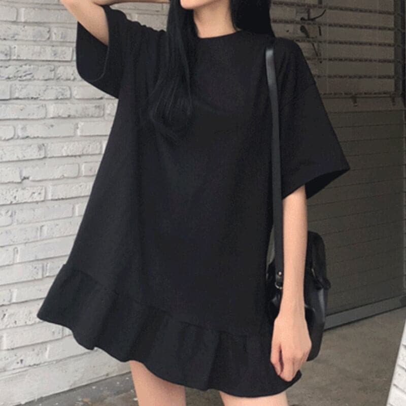 レディース ワンピース ひざ丈 半袖 モノトーン 春夏 春 夏 秋冬 秋 冬 ゆったり 大人可愛い