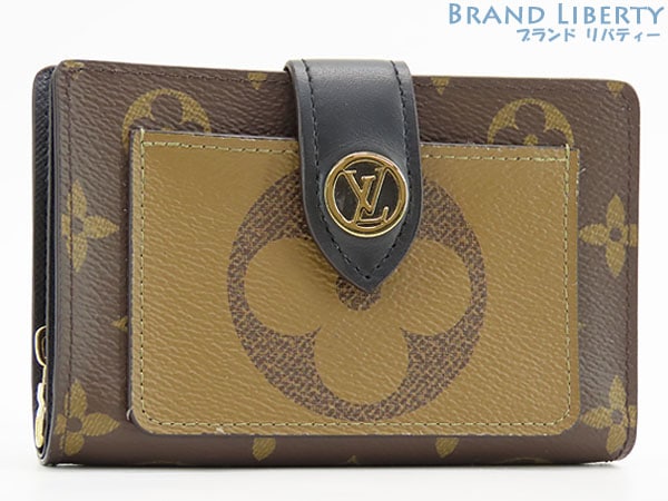 超美品ルイヴィトンモノグラムリバースポルトフォイユジュリエット二つ折り財布コンパクト財布ブラウンダークブラウン
