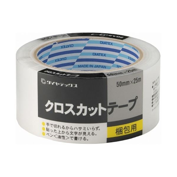 （まとめ）ダイヤテックス クロスカットテープ 50mmx25m クリヤ TO1011 1巻[x20]