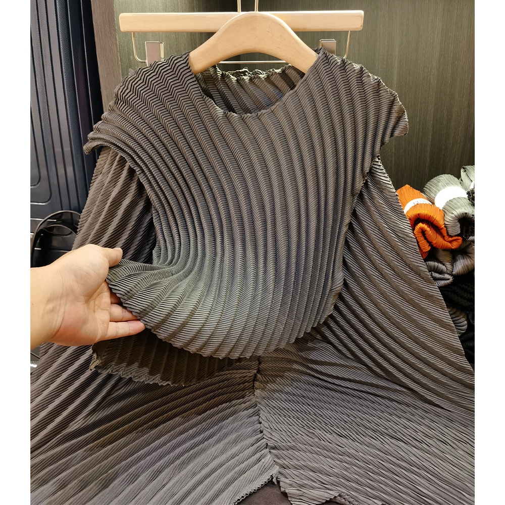 デザインファッションセット不规则半袖フリルtシャツカジュアル2点セット2024夏