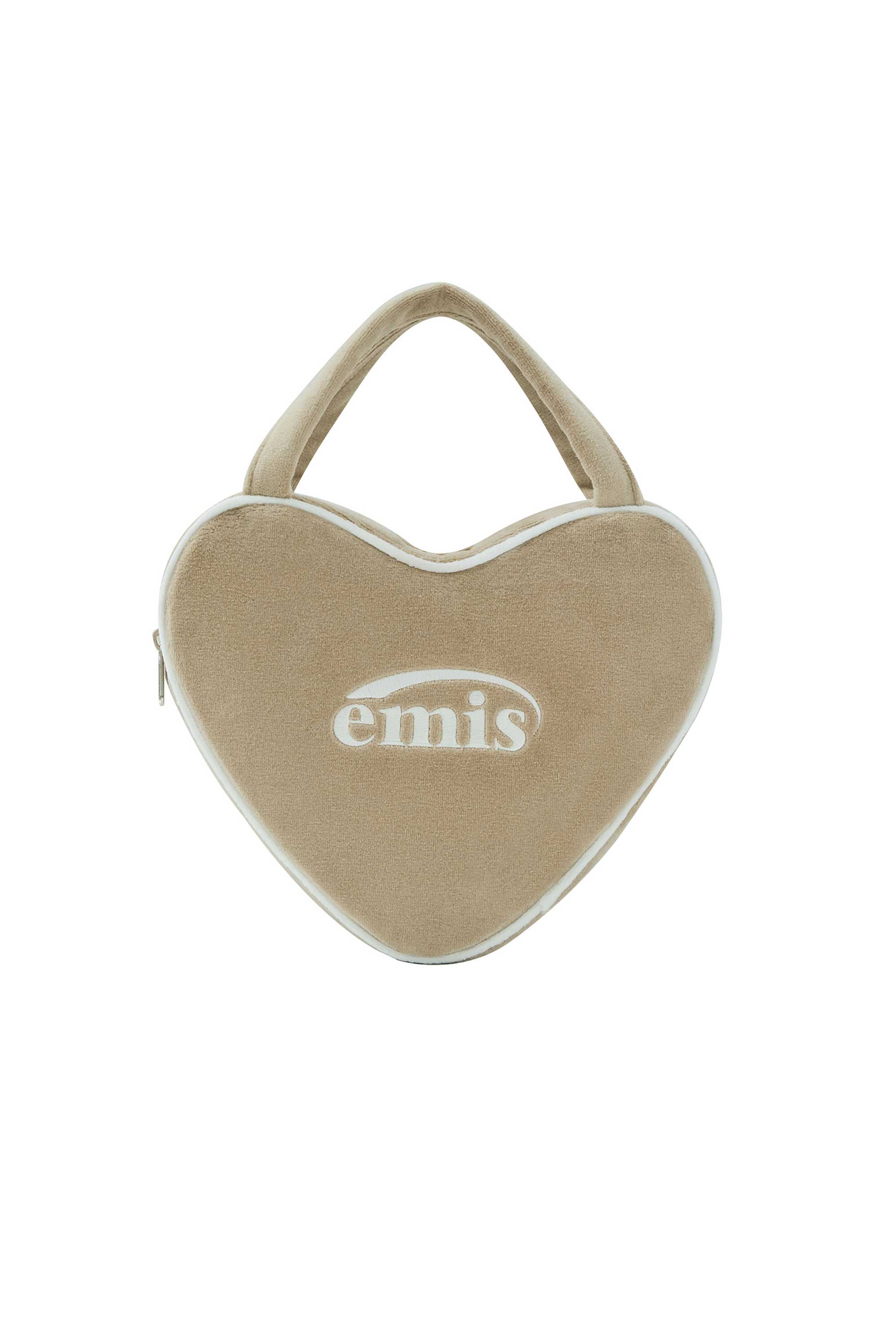 【EMIS】 VELOUR HEART TOTE BAG : BEIGE