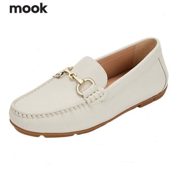 足の甲飾りクラシックコンフォート牛革ローファー_GN