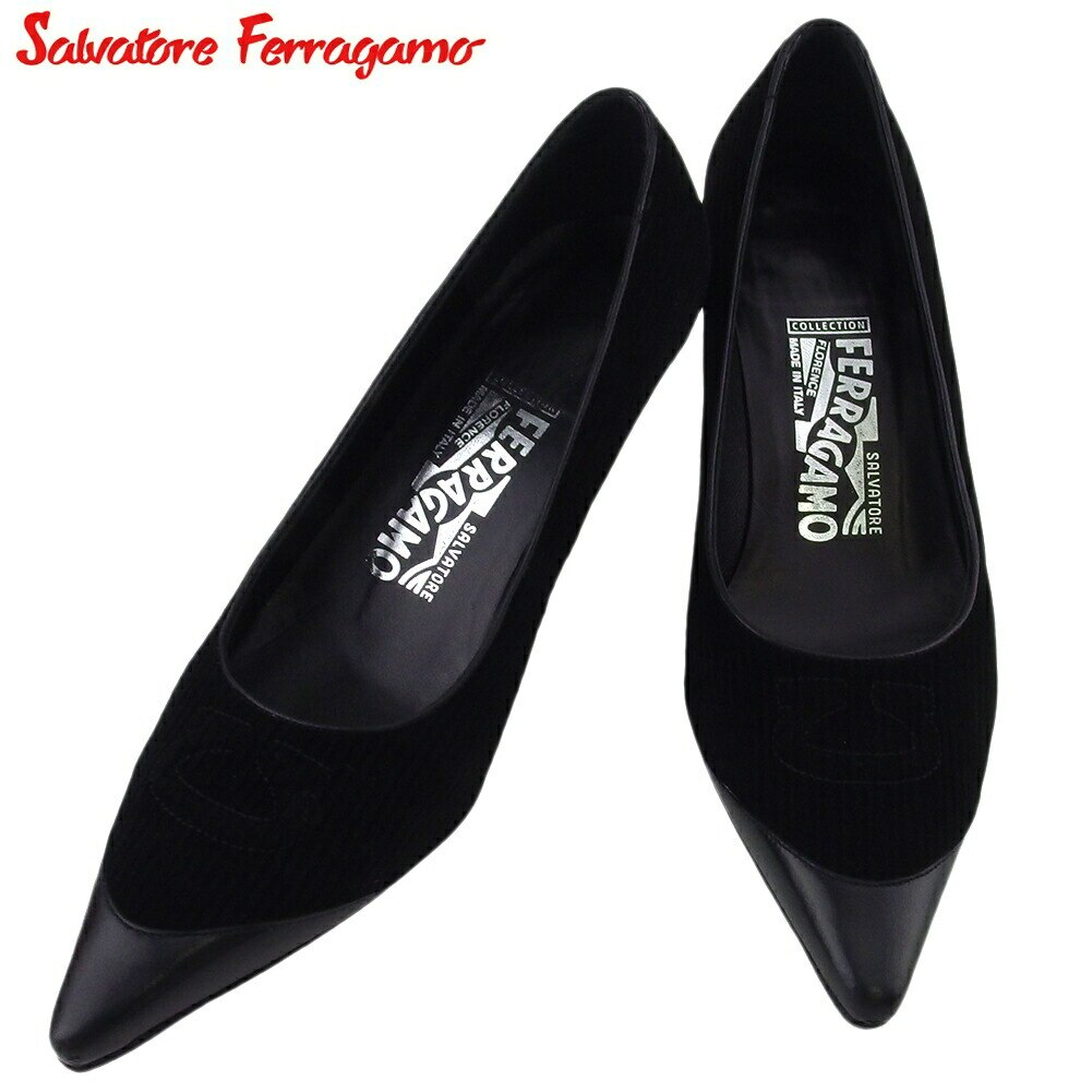 パンプス シューズ 靴 レディース 6ハーフC ポインテッドトゥ ブラック 中古