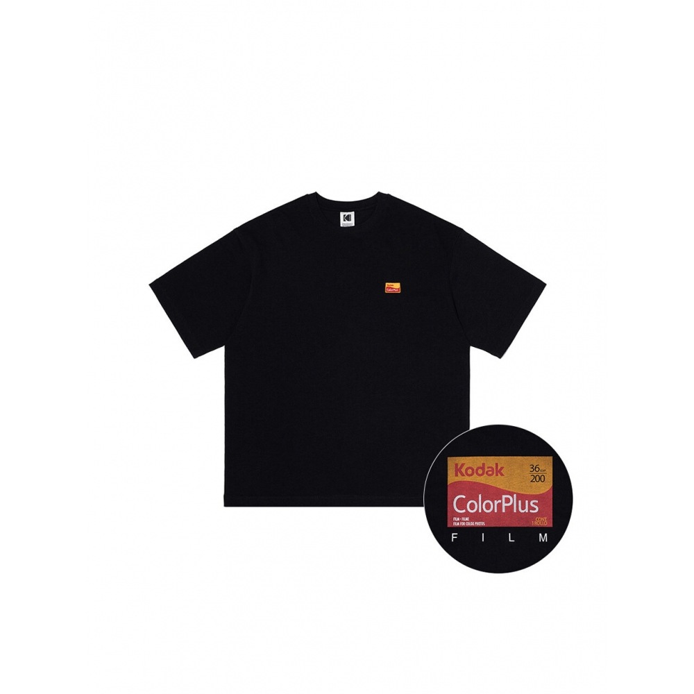 コダックアパレルフィルムグラフィックセミオーバーフィット半袖Tシャツブラック