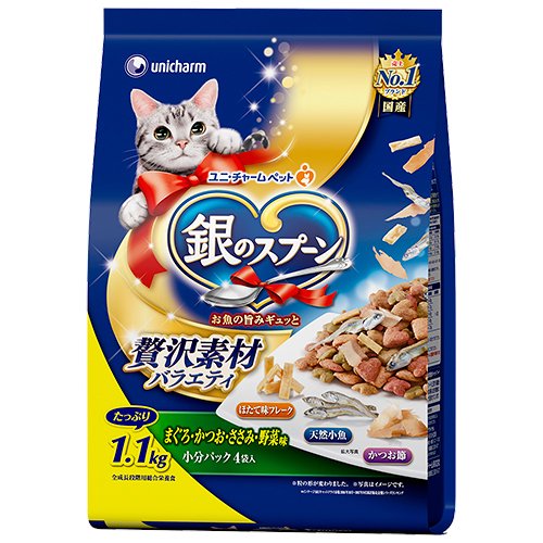 キャットフード　贅沢素材バラエティ　まぐろ・かつお・ささみ・野菜味　１．１ｋｇX８　ＣＲＣ35―15―88―20―00