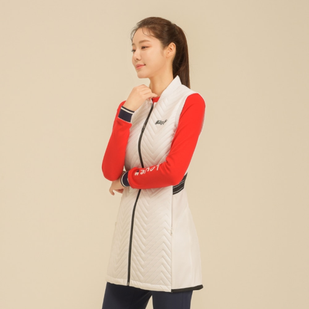 (エルゴルフ) レディース高周波キルティングロングロングベスト_6H21451