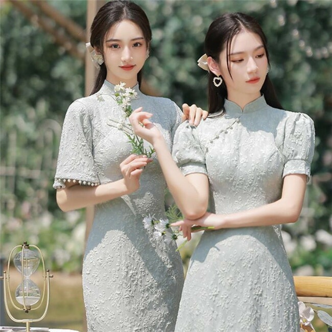 予約　2デザイン グリーン ブライズメイドドレス　パーティードレス　ワンピース二次会演出司会結婚式お呼ばれ ミディアム丈ミモレ丈　ブライズメイド　ドレス　二次会ドレス　フォーマルドレス