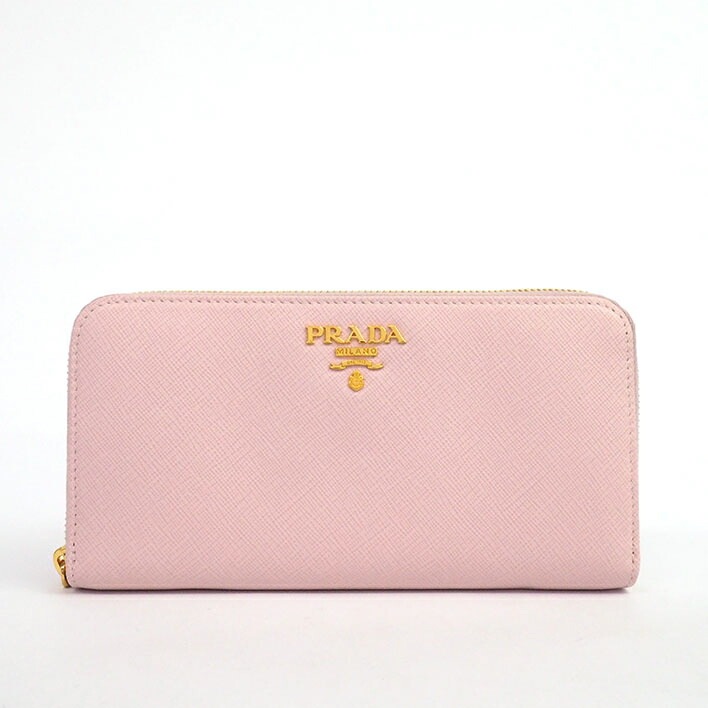 【美品】プラダ ジップアラウンドウォレット メタルロゴ サフィアーノ レディース 【長財布（小銭入れあり）】