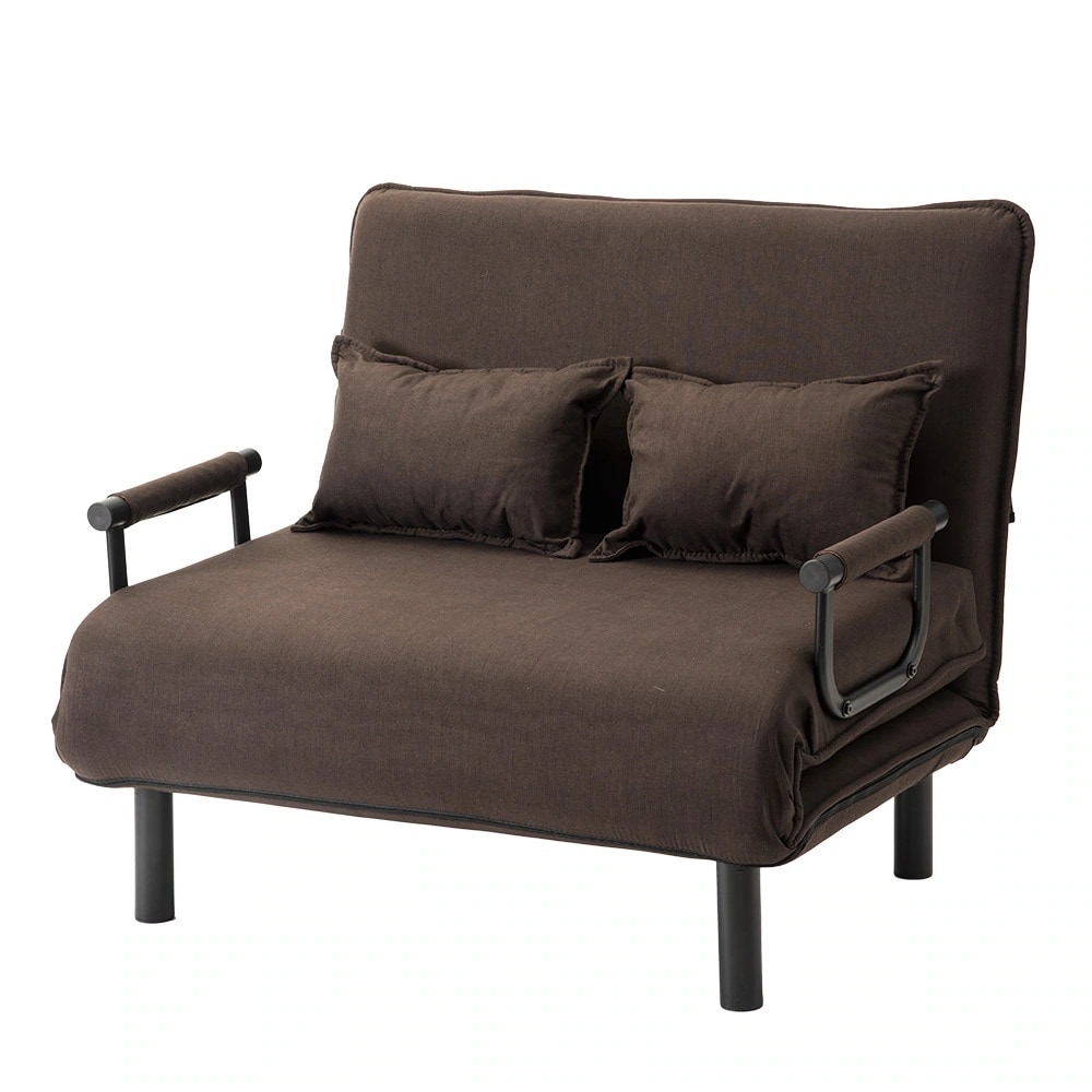【国内発送&送·料·無·料】【ダークブラウン】折りたたみソファー ソファベッド　2人掛け 省スペース　硬め-438