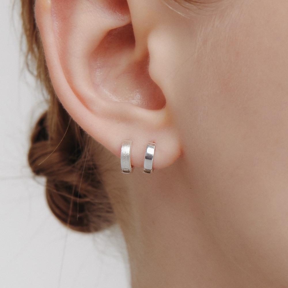 LUNNE シルバー 925 フラットリバーシブルワンタッチピアス #LSE77