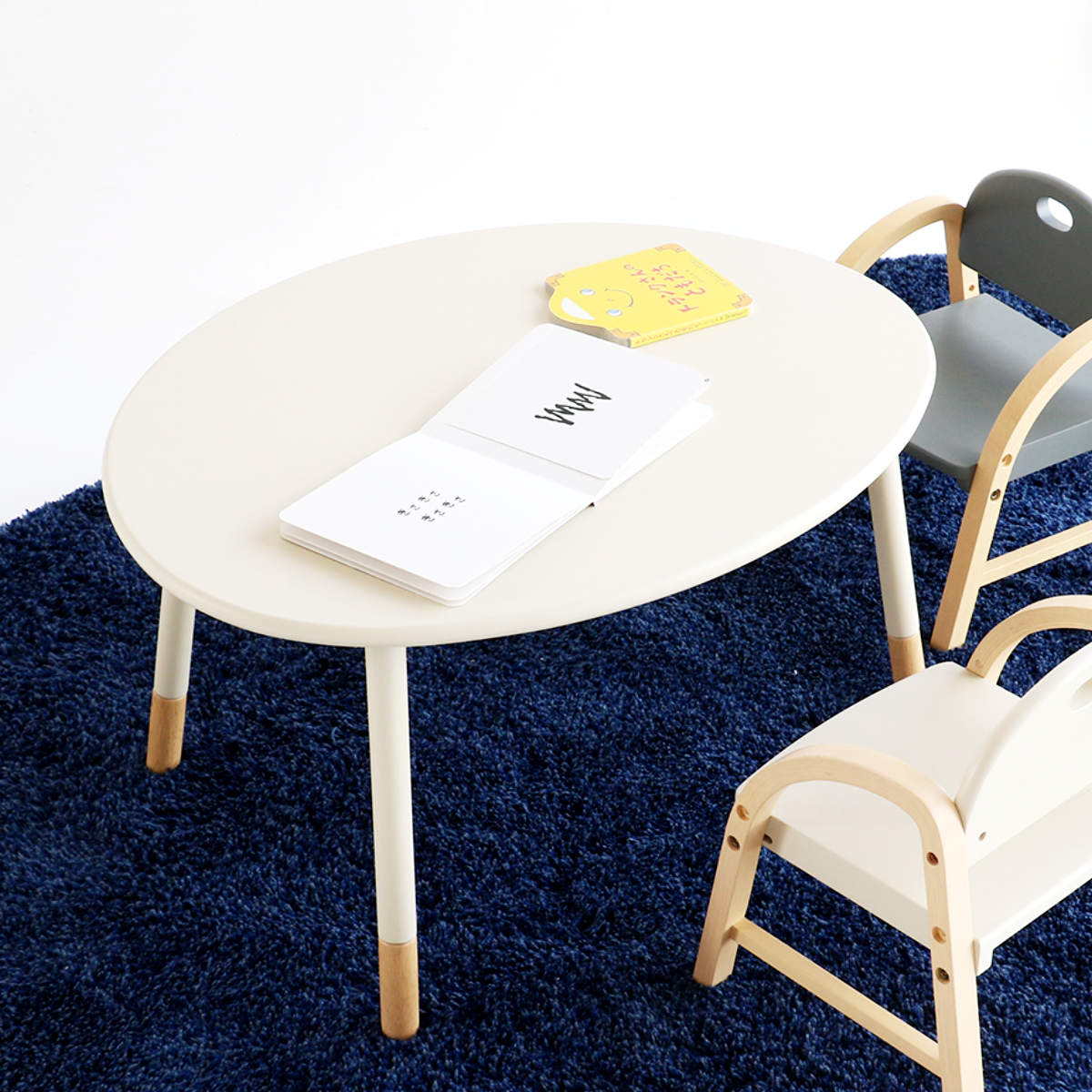 キッズテーブル おにぎり型 継ぎ脚 高さ調節 楕円 キッズ テーブル デスク 机 子供 子ども リビング学習 木製 天然木 楕円形 キッズデスク ブロック 積み木 ごっこ遊び 勉強 お絵描き
