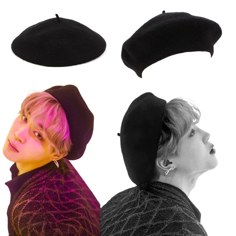 Unibersal BTS JIMIN 着用 Wool ベレー帽 ジミンのフォトカード付き