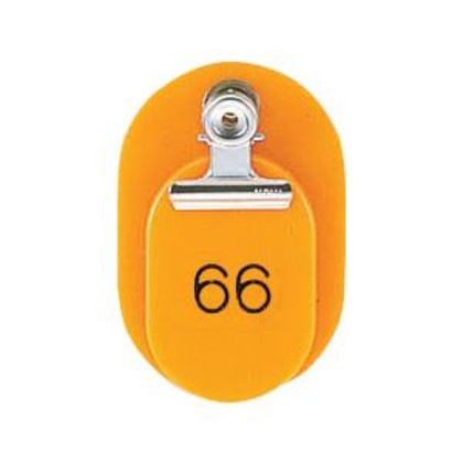 ORIONS 親子番号札(小判型) 番号(51-100) 大小2枚組(目玉クリップ付) オレンジ CT-1-51-O