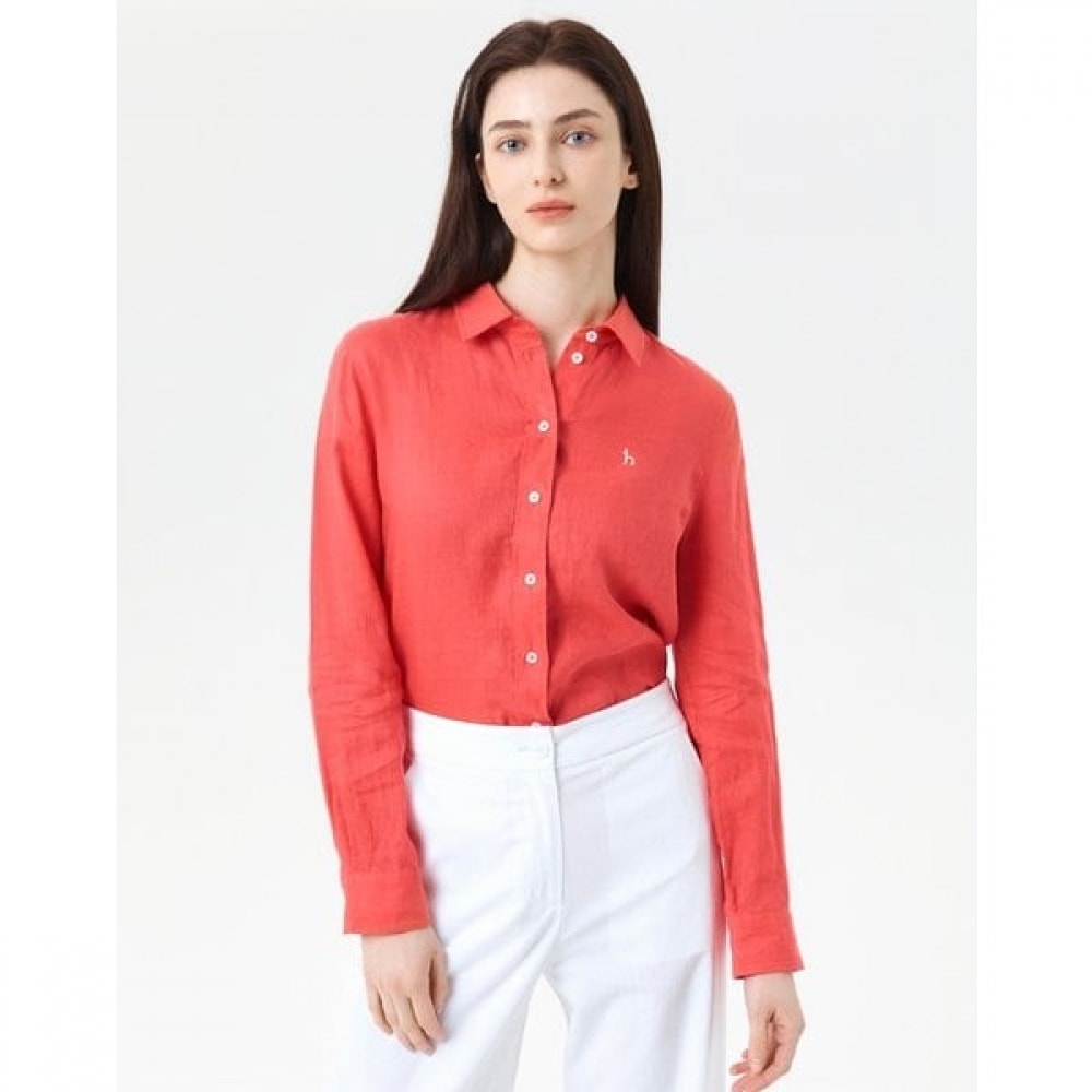 [24SS] [リネン] ピンクソリッドリネンロングスリーブシャツ HSSH4BC34P3