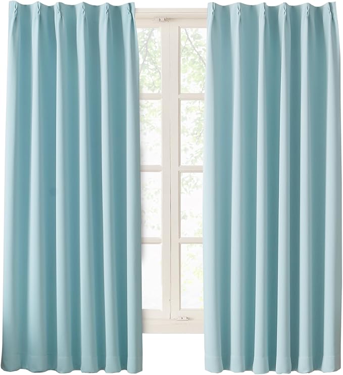 Hansleep カーテン 1級遮光 幅150cm×丈200cm スカイブルー 2枚組 断熱 防寒 防音 省エネ 厚手 無地 おしゃれ 洗える 寝室 リビング用 (スカイブルー, 幅150cm×丈2