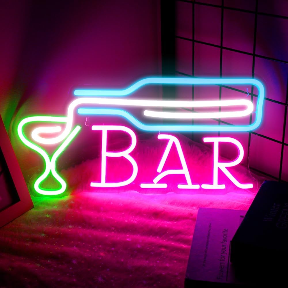 「10％OFFクーポン配布中」バーネオンサイン BARネオンライト 店舗看板 インテリアライト お酒ネオン ネオン看板 USB給電 バー 喫茶店 居酒屋の装飾 部屋リビング 雰囲気作り パーティーデコ 6,590円