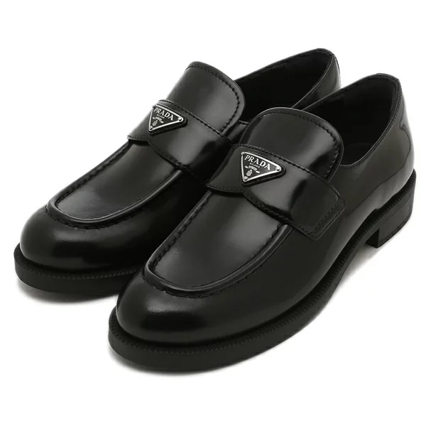 ローファー オックスフォード ブラッシュドレザー ローファー トライアングルロゴ ブラック レディース 1D329N F 055 F0002