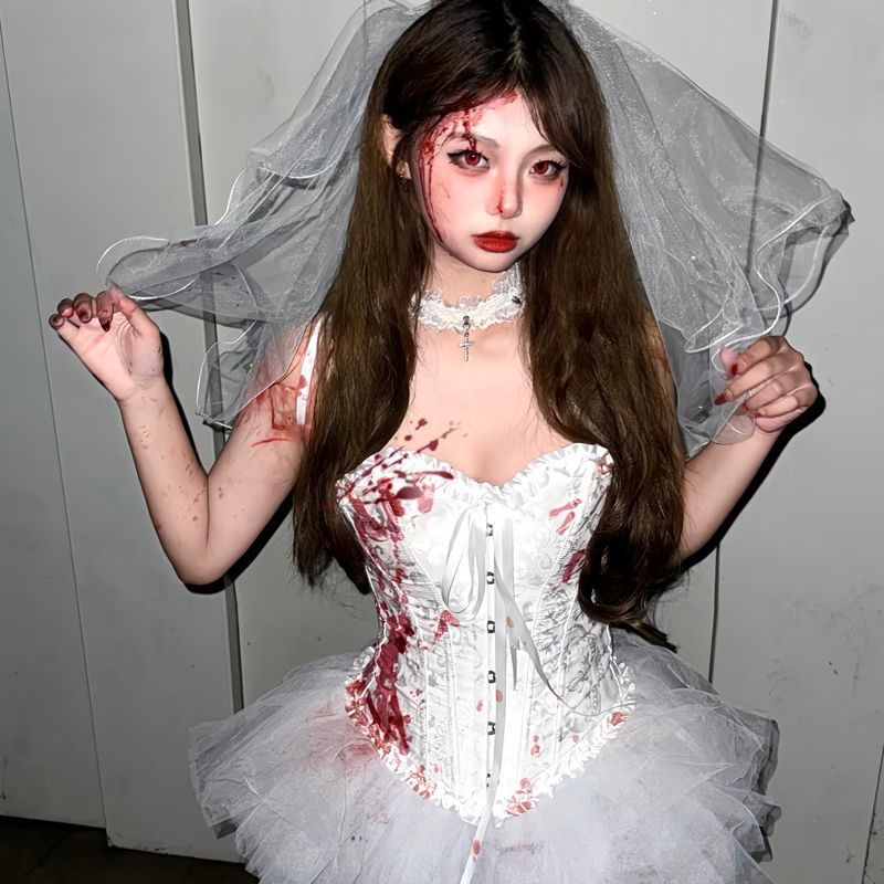ゴーストブライダルドレス レディースセクシー大人用 エンジェルスタイルワンピース コスプレ