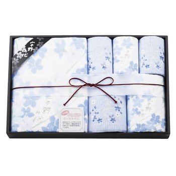 宇野千代 ガーゼバス・フェイス・ウォッシュタオルセット ブルー UCP-500