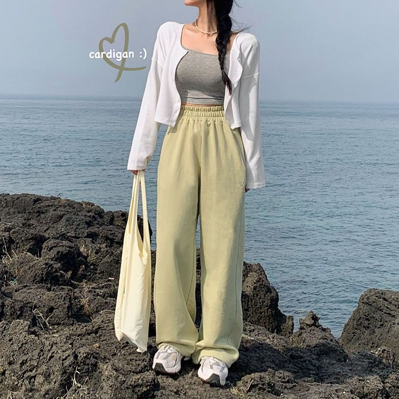 韓国の女性ファッション/ ひらひらリブカーディガン cd1206