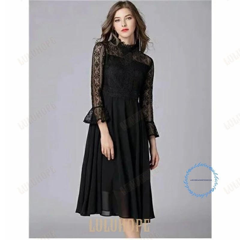 タイムセール 結婚式 ドレス ぽっちゃり 大きいサイズ レディース ワンピース フォーマル きれいめ 長袖 ママ 大人 L6L レース シフォン ドレス 個性的 体型カバー スタンド
