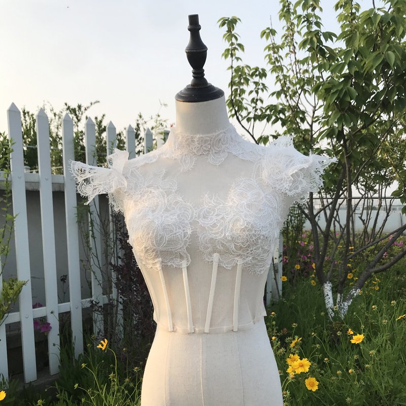 ウェディングボレロ レース ブライダル 花嫁 ウェディングドレスアレンジ 肌色 結婚式 二次会 披露宴 お色直し パーティー ポリエステルボーニング