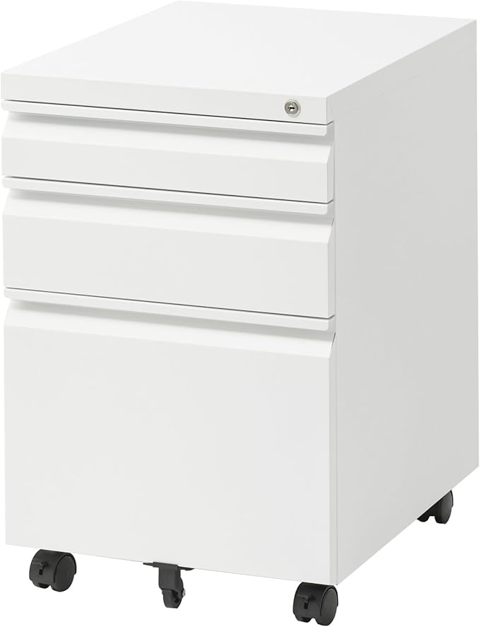 サイドワゴン 合金鋼 3段オールロック 幅395×奥行510×高さ600mm シリンダー錠 ホワイト OC-CLWG-WH 8,309円