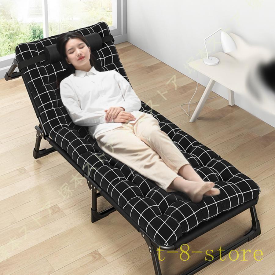[特色のある商品]折りたたみベッド シングル コンパクト リクライニング 簡易ベッド 耐荷重200kg 折り畳み ベッド 三つ折り 枕つき 調節可能 おしゃれ ポータブル