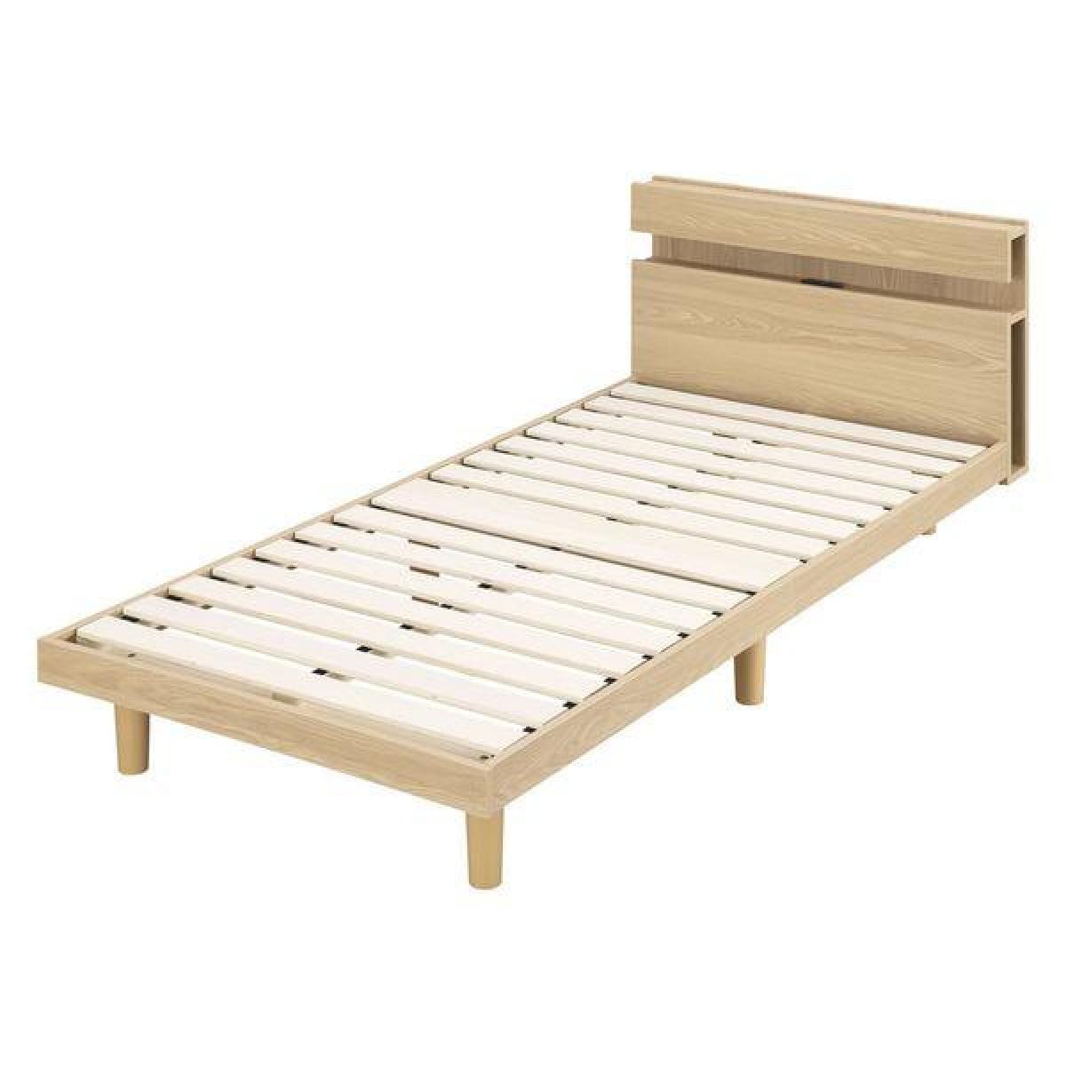 【I】【代引不可】 アイリスオーヤマ すのこベッド シングル SNBS-S ナチュラル ベッド 通気性 コンセント付 収納スペース【北海道・沖縄・離島不可】【代引不可/沖縄 18,105円