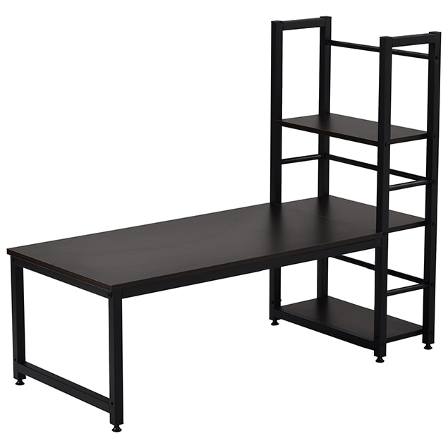 H型PCデスク ロータイプ一体型 ラック付き デスク ワークデスク 木製 学習デスク China Dark BrownGGSP237