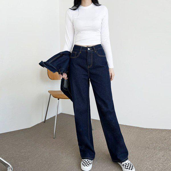 レディース ワイド ジーンズ ストレート ブラック デニム パンツ ブーツカット ハイウエスト レディース ジーンズDJW JEA.._P357368329