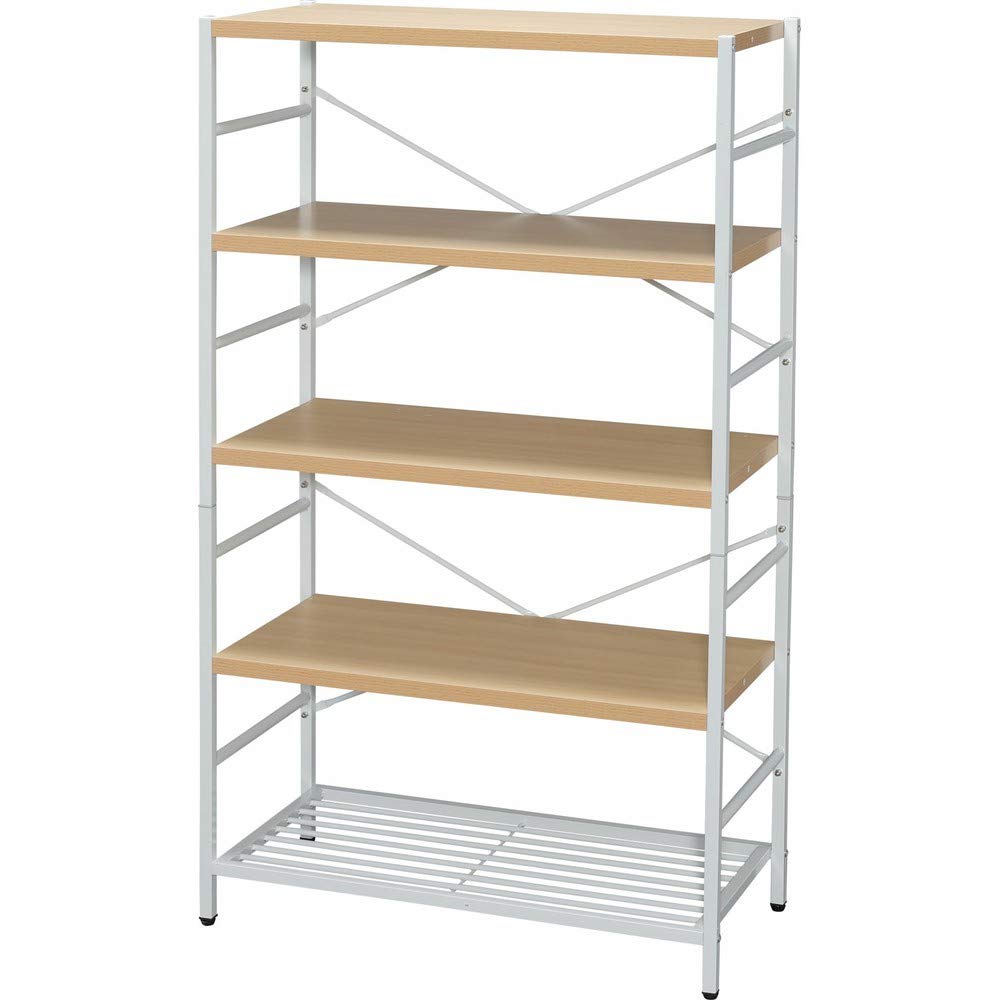 アイリスプラザ 本棚 ラック 収納 オープンシェルフ 5段 ナチュラル 幅80×奥行39×高さ140.5 AJ-S5